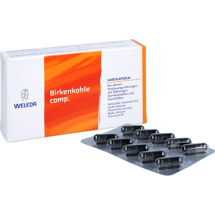 WELEDA Birkenkohle comp. Hartkapseln bei akuten Verdauungsstörungen, 20 pc Capsules