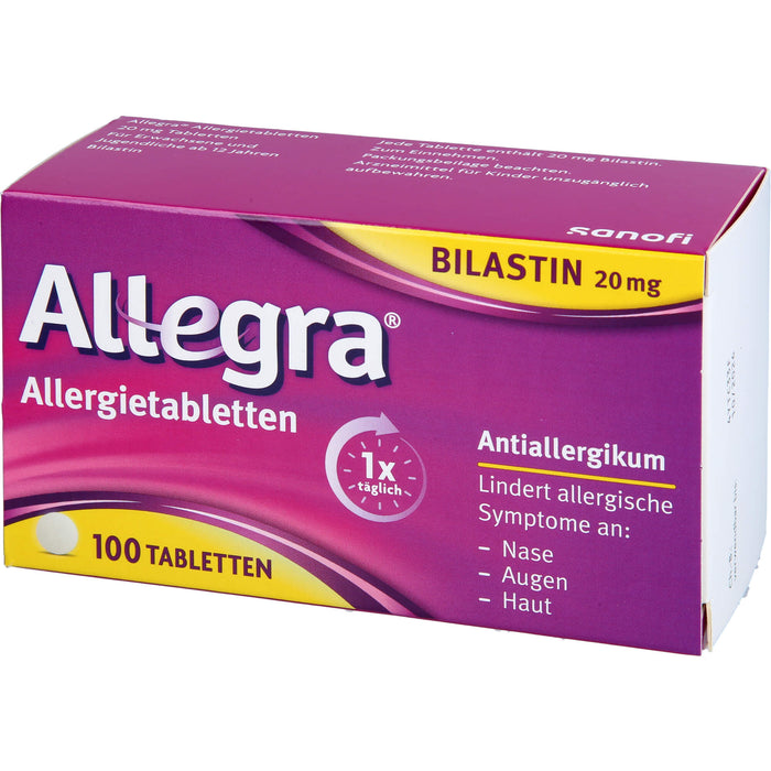Allegra Allergietabletten 20 mg Bilastin bei Heuschnupfen und ganzjährigen Allergien, 100 pcs. Tablets