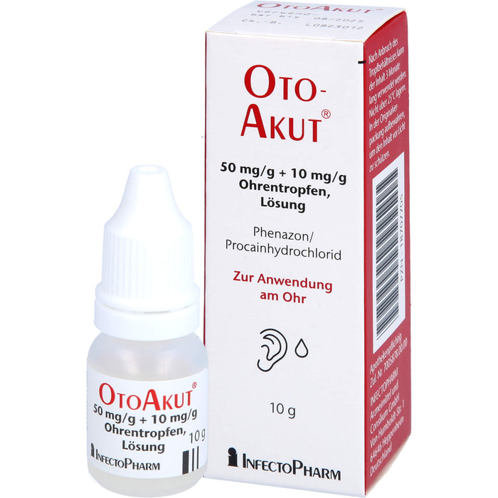 OtoAkut 50 mg/g Phenazon + 10 mg/g Procain hydrochlorid Ohrentropfen, 10 g Solution