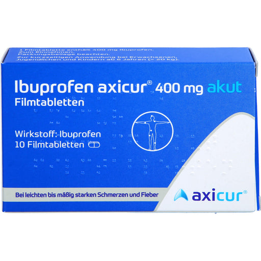 Ibuprofen axicur 400 mg akut Filmtabletten bei Schmerzen und Fieber, 10 St. Tabletten