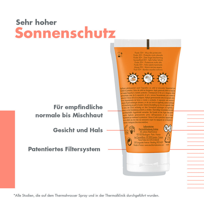Avène Sonnenfluid SPF 50+ ultra leicht für empfindliche Haut, 50 ml Creme