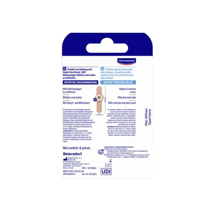 Hansaplast Hühneraugen-Pflaster mindert den Druck sofort, 8 pc Pansement
