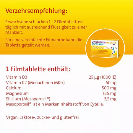 Vitamin D3 Hevert Osteo Pro für gesunde Knochen und Muskeln, 60 St. Tabletten