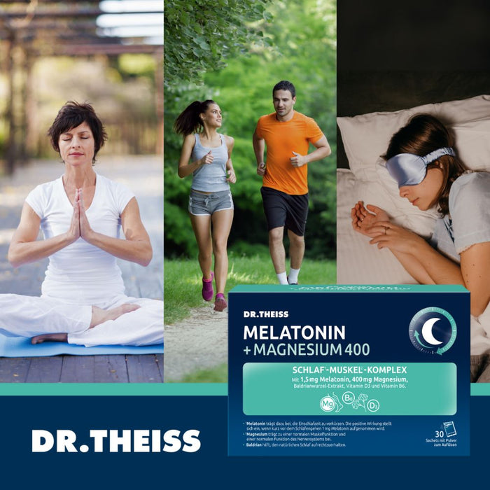 DR. THEISS Melatonin + Magnesium, Schlaf-Muskel-Komplex, 30 St. Beutel