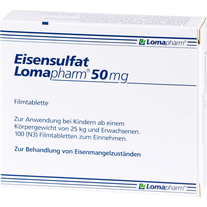 Eisensulfat Lomapharm 50 mg, Filmtablette, 100 pcs. Tablets