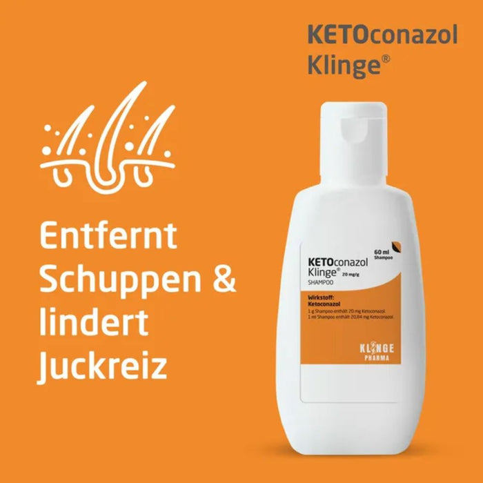 KLINGE Ketoconazol 20 mg/g Shampoo zur  Behandlung von Infektionen der Kopfhaut, 60 ml Shampoing