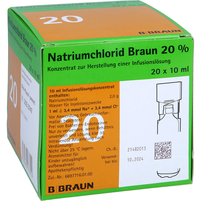 B. Braun Natriumchlorid 20 % Infusionslösungskonzentrat, 20 pc Récipients à dose unique