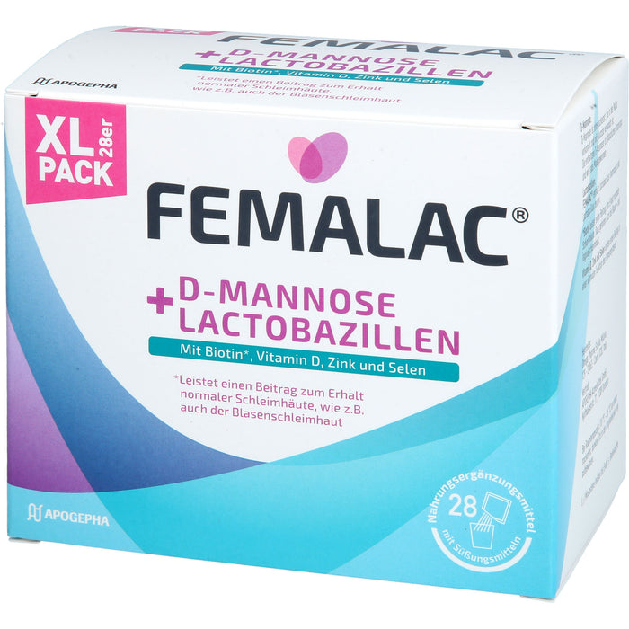 FEMALAC D-Mannose + Lactobazillen Pulver zum Erhalt normaler Schleimhäute, 28 St. Beutel