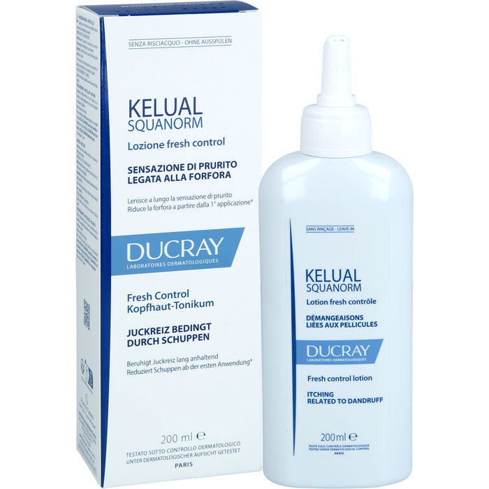 DUCRAY Kelual Squanorm Kopfhaut-Tonikum beruhigt Kopfhaut und reduziert Schuppen, 200 ml Solution