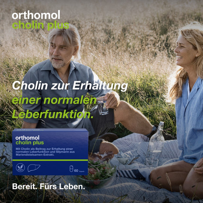 Orthomol Cholin Plus - zur Erhaltung einer normalen Leberfunktion - mit Silymarin aus Mariendistel-Extrakt, 30 pc Portions quotidiennes