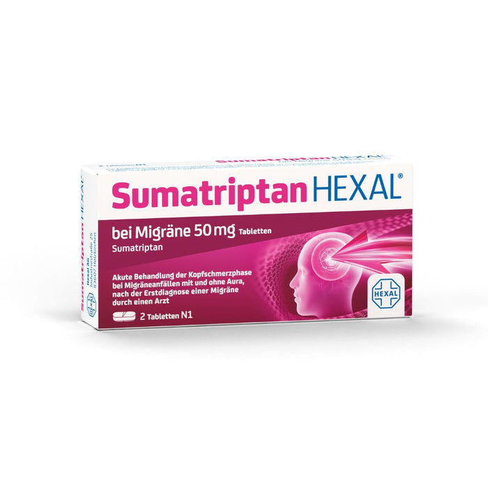 Sumatriptan HEXAL  bei Migräne 50 mg Tabletten, 2 pc Tablettes