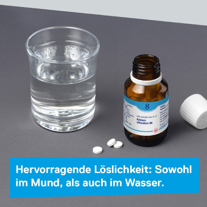 DHU Schüßler-Salz Nr. 8 Natrium chloratum D6 – Das Mineralsalz des Flüssigkeitshaushalts – das Original – umweltfreundlich im Arzneiglas, 900 pc Tablettes