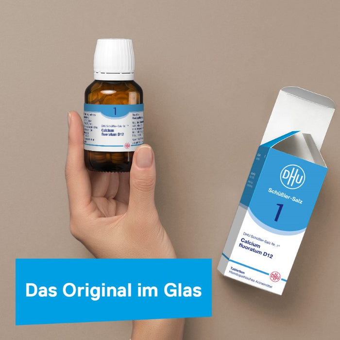 DHU Schüßler-Salz Nr. 1 Calcium fluoratum D12 – Das Mineralsalz des Bindegewebes, der Gelenke und Haut – das Original – umweltfreundlich im Arzneiglas, 80 pc Tablettes