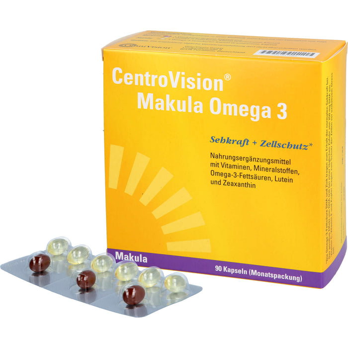 CentroVision Makula Omega 3 Kapseln für Sehkraft und Zellschutz, 90 pcs. Capsules