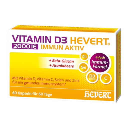 Vitamin D3 Hevert 2000 IE Immun Aktiv zur Unterstützung des Immunsystems, 60 St. Kapseln