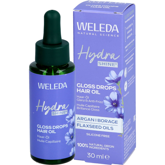 WELEDA Hydra Shine Gloss Drops Haar-Öl für Glanz und Geschmeidigkeit, 30 ml Oil