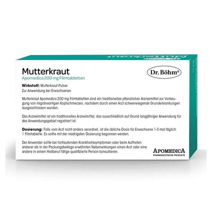 Dr. Böhm Mutterkraut Apomedica 200 mg, 60 pc Tablettes