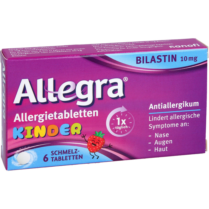 Allegra Allergietabletten für Kinder 10 mg Bilastin Schmelztabletten, 6 pcs. Tablets