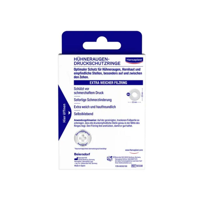 Hansaplast Hühneraugen-Druckschutzringe, 20 pc Pansement