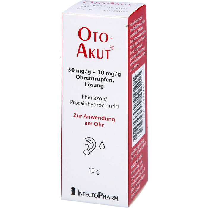 OtoAkut 50 mg/g Phenazon + 10 mg/g Procain hydrochlorid Ohrentropfen, 10 g Solution