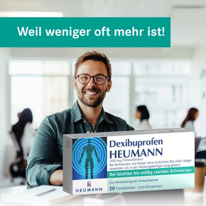 HEUMANN Dexibuprofen 200 mg Filmtabletten bei leichten bis mäßig starken Schmerzen, 20 pcs. Tablets