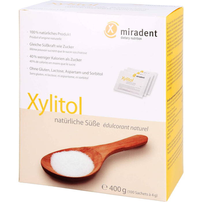 miradent Xylitol natürlicher Zuckaustauschstoff Sachets, 400 g Poudre