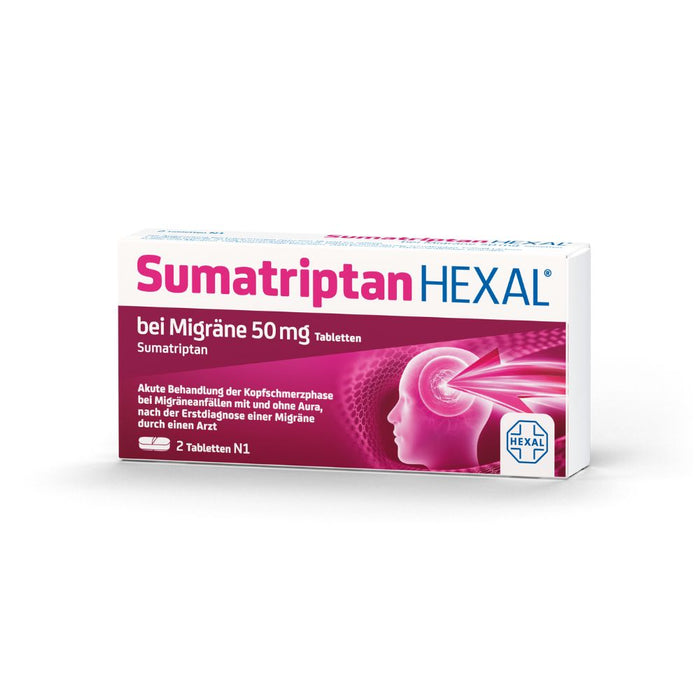 Sumatriptan HEXAL  bei Migräne 50 mg Tabletten, 2 pc Tablettes