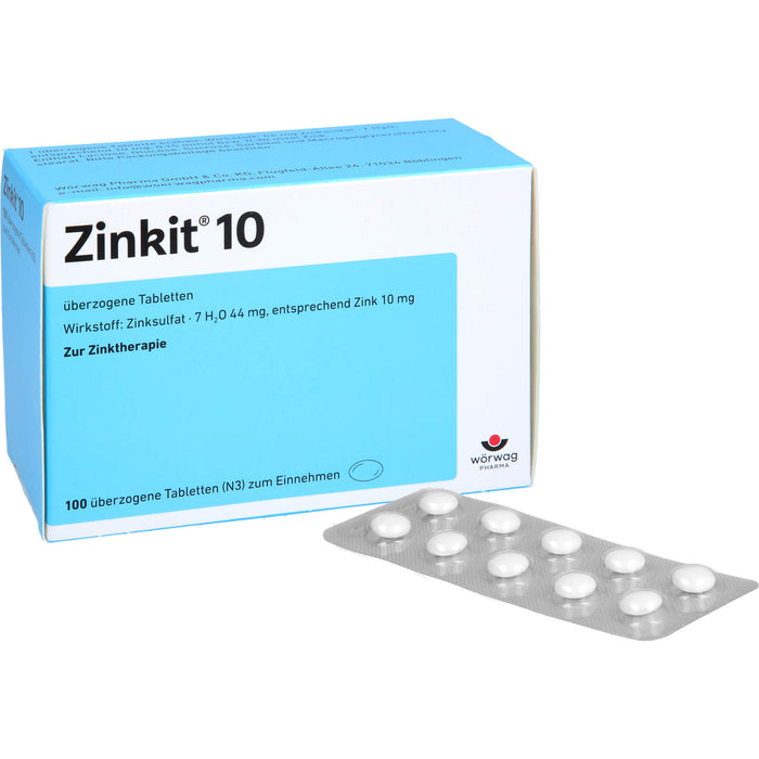 Wörwag Zinkit 10 Tabletten zur Zinktherapie, 100 pc Tablettes