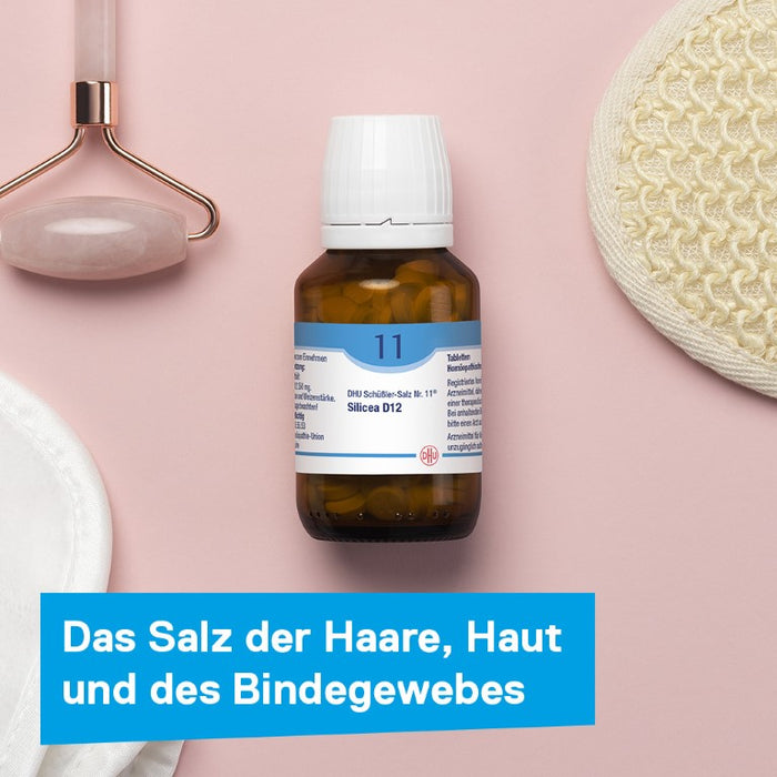 DHU Schüßler-Salz Nr. 11 Silicea D6 – Das Mineralsalz der Haare, der Haut und des Bindegewebes – das Original – umweltfreundlich im Arzneiglas, 80 pcs. Tablets
