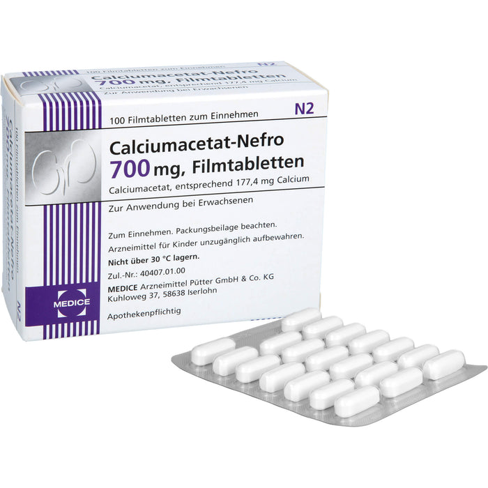 MEDICE Calciumacetat-Nefro 700 mg Filmtabletten, 100 pcs. Tablets