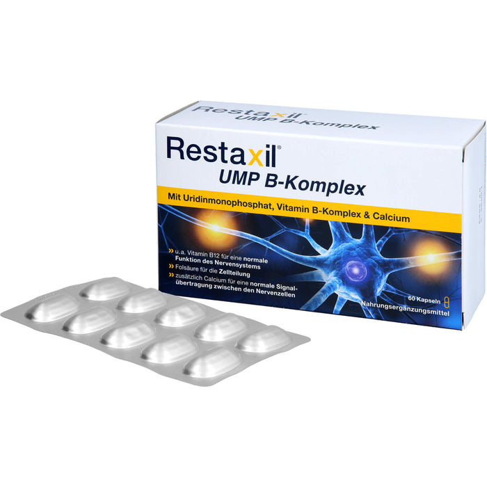 Restaxil UMP B-Komplex Kapseln für eine normale Funktion des Nervensystems und der Zellteilung, 60 pcs. Capsules