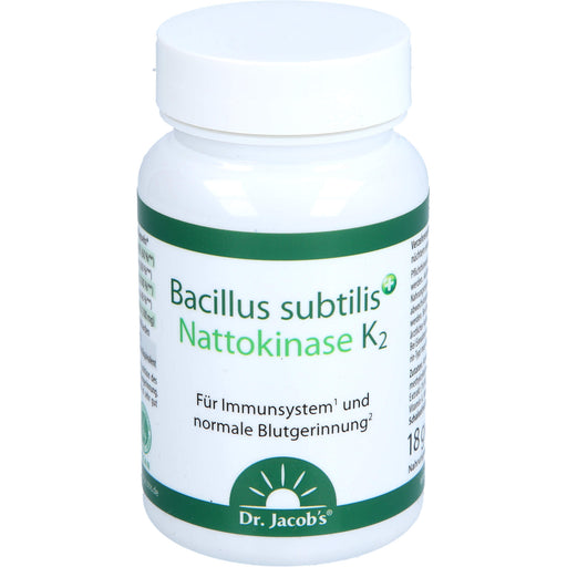 Dr. Jacob's Bacillus subtilis plus Nattokinase-Enzym Vitamin K2 Kapseln für Immunsystem und normale Blutgerinnung, 60 St. Kapseln