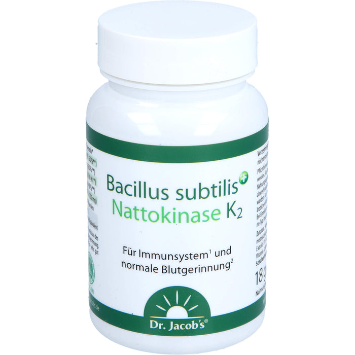 Dr. Jacob's Bacillus subtilis plus Nattokinase-Enzym Vitamin K2 Kapseln für Immunsystem und normale Blutgerinnung, 60 St. Kapseln