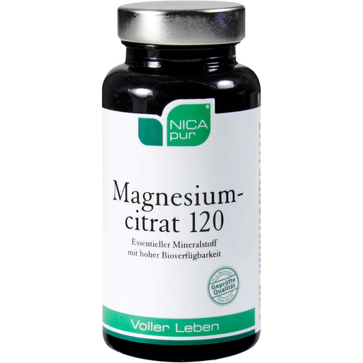 NICApur Magnesiumcitrat 120 Kapseln für Muskeln, Nerven und Elektrolyt-Balance, 60 St. Kapseln