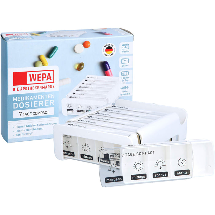 WEPA Medikamentendosierer 7 Tage Compact Wochenmagazin weiß, 1 St. Dosette