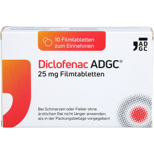 Diclofenac ADGC 25 mg Filmtabletten bei Schmerzen und Fieber, 10 St. Tabletten