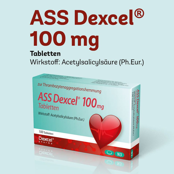 ASS Dexcel 100 mg Tabletten bei Herz-Kreislauf-Erkrankungen, 50 pc Tablettes