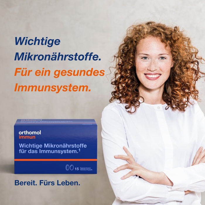 Orthomol Immun - Mikronährstoffe zur Unterstützung des Immunsystems - mit Vitamin C, Vitamin D und Zink - Tabletten/Kapseln, 15 St. Tagesportionen