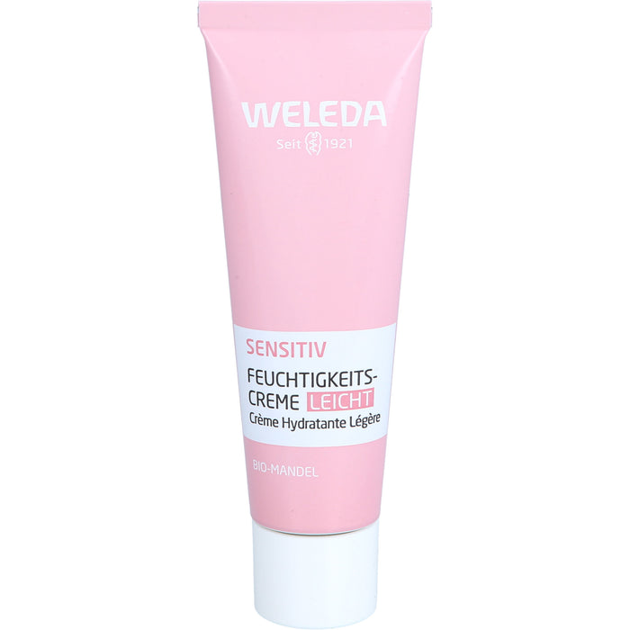 WELEDA sensitiv Feuchtigkeitscreme leicht, parfümfrei mit Bio-Mandelöl für sensible Mischhaut beruhigt irritierte Haut, 30 ml Creme
