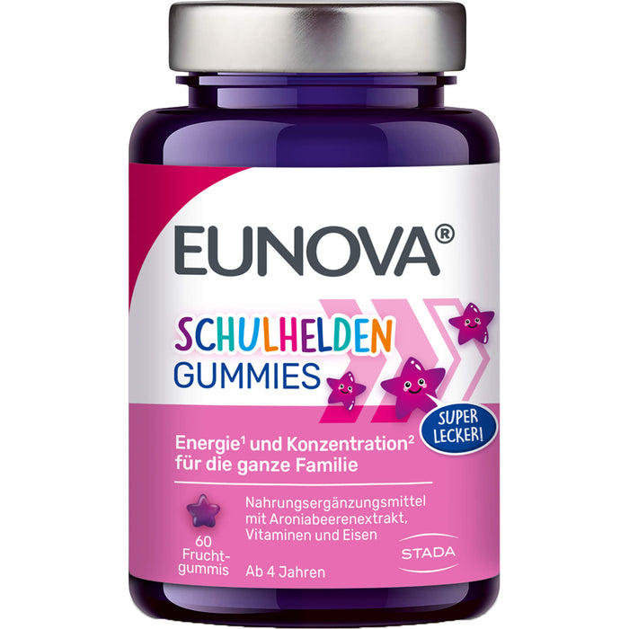 EUNOVA Schulhelden Gummies Energie und Konzentration für die ganze Familie, 60 St. Gummibären