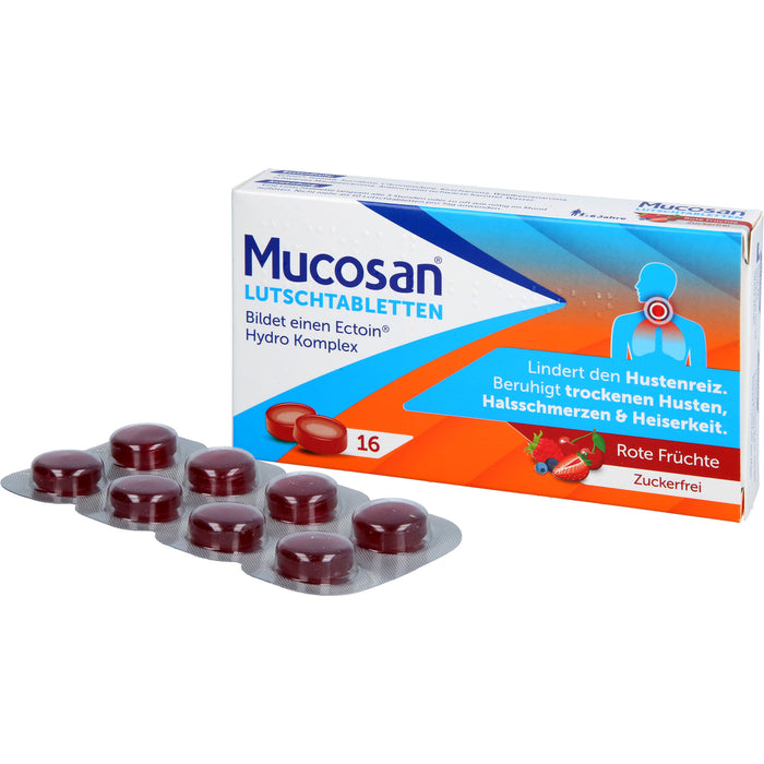 Mucosan Lutschtabletten lindern Hustenreiz mit Rote-Früchte-Geschmack, 16 pcs. Tablets