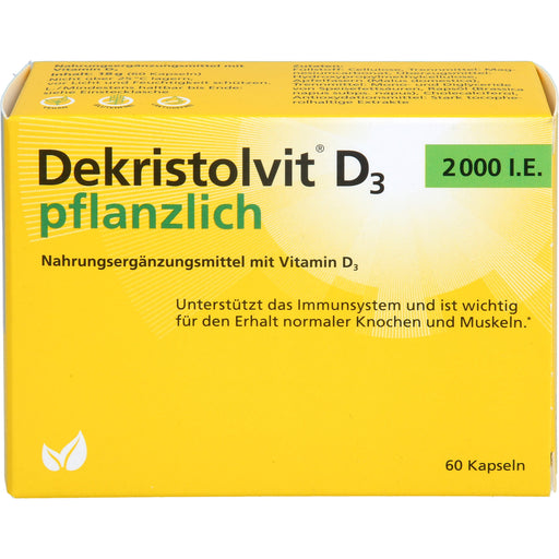 Dekristolvit D3 2000 I.E. Kapseln unterstützt das Immunsystem und den Erhalt normaler Knochen und Muskeln, 60 St. Kapseln