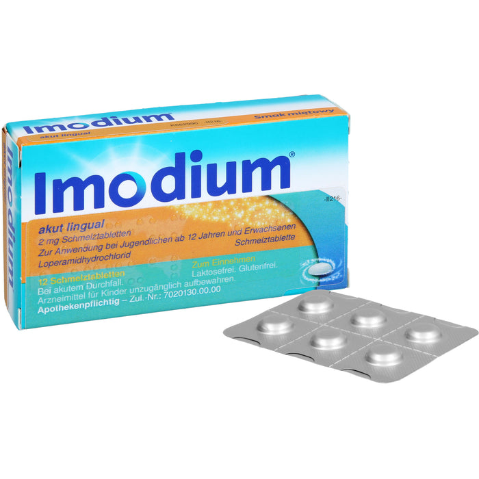 Imodium akut lingual 2 mg Schmelztabletten Reimport Kohlpharma, 12 pc Tablettes