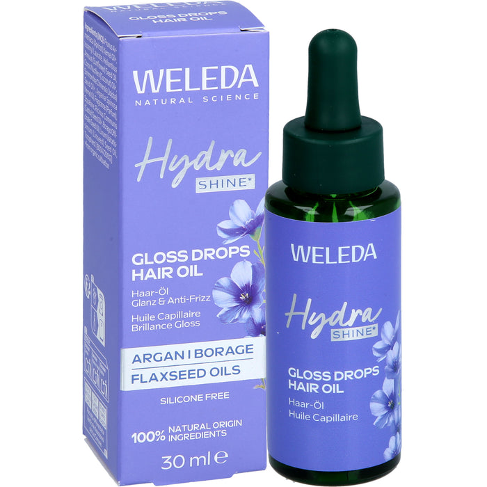 WELEDA Hydra Shine Gloss Drops Haar-Öl für Glanz und Geschmeidigkeit, 30 ml Oil
