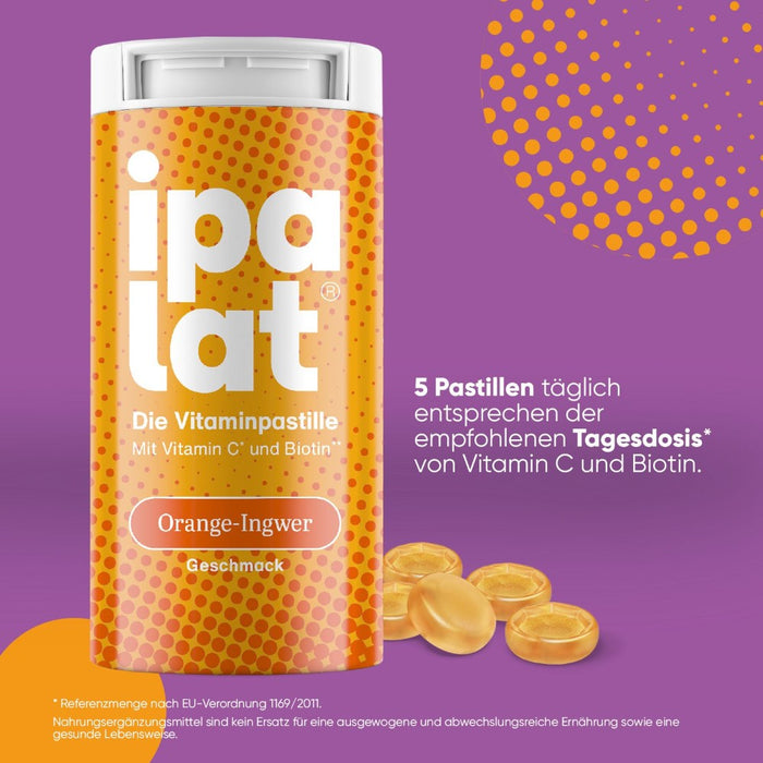 ipalat Vitaminpastillen Orange-Ingwer, 40 pcs. Pastilles