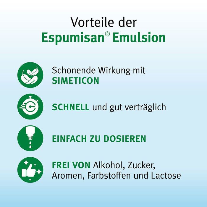 Espumisan Emulsion bei Blähungen und bei Säuglingskoliken, 96 ml Solution