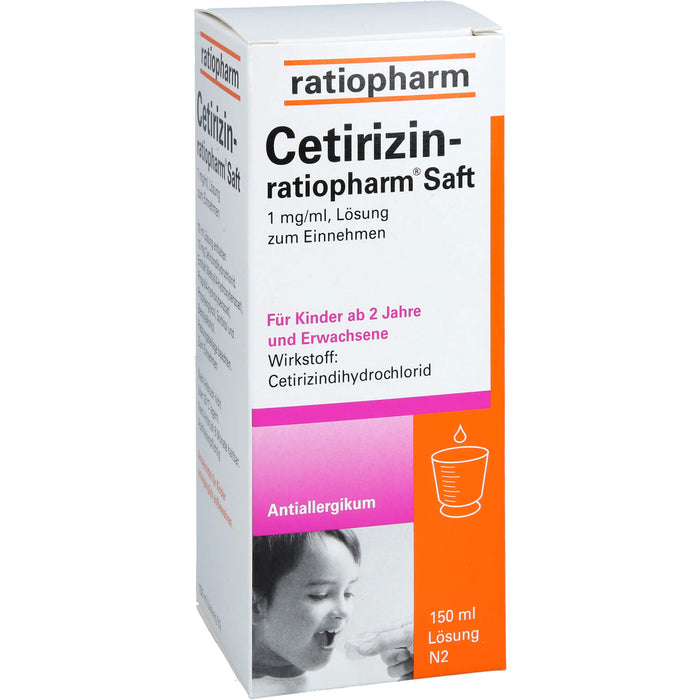 Cetirizin-ratiopharm Saft Antiallergikum, 150 ml Solution