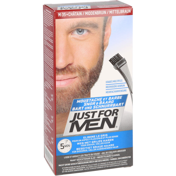 JUST FOR MEN Pflege-Brush-In-Color-Gel mittelbraun, 1 St. Gel
