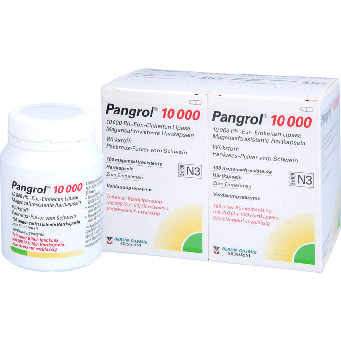 Pangrol 10 000, 10 000 Ph.-Eur.-Einheiten Lipase Magensaftresistente Hartkapseln, 200 pc Capsules
