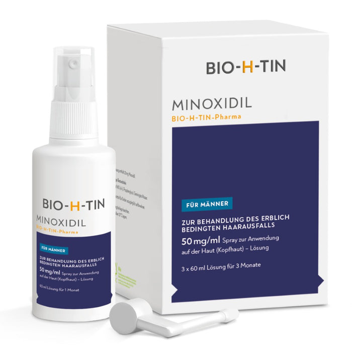 Minoxidil BIO-H-TIN Pharma 50 mg/ml für Männer zur Behandlung bei erblich bedingtem Haarausfall, 180 ml Solution